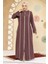 Biyeli Gül Kurusu Tesettür Abaya 45300GK 1