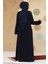 Fermuarlı Lacivert Tesettür Abaya 45298L 4