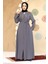 Desenli Gri Tesettür Abaya 45302GR 3