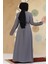 Desenli Gri Tesettür Abaya 45302GR 4