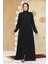 Fermuarlı Siyah Tesettür Abaya 45298S 2