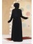 Fermuarlı Siyah Tesettür Abaya 45298S 4