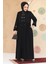 Boncuk Detaylı Siyah Tesettür Abaya 45305S 1