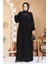 Fermuarlı Siyah Tesettür Abaya 45299S 2
