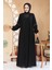 Fermuarlı Siyah Tesettür Abaya 45299S 3