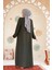 Fermuarlı Haki Tesettür Ferace 45285HK 4