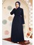 Boncuk Işlemeli Lacivert Tesettür Abaya 29118L 1