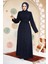 Boncuk Işlemeli Lacivert Tesettür Abaya 29118L 3