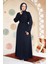 Boncuk Işlemeli Lacivert Tesettür Abaya 29118L 4