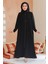 Fermuarlı Siyah Tesettür Ferace 45290S 2
