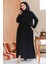 Fermuarlı Siyah Tesettür Ferace 45290S 3