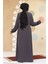 Pile Detaylı Füme Tesettür Abaya 45296FU 3