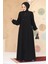 Pile Detaylı Siyah Tesettür Abaya 45296S 1
