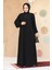 Pile Detaylı Siyah Tesettür Abaya 45296S 2