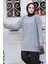 Baklava Desenli Gri Tesettür Triko Tunik Kazak 10241GR 1