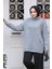 Desenli Gri Tesettür Triko Tunik Kazak 20441GR 3