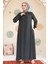 Fermuarlı Haki Tesettür Ferace 45294HK 2