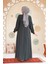 Fermuarlı Haki Tesettür Ferace 45294HK 4