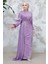 Drape Detaylı Lila Tesettür Abiye Elbise 4934LILA 1
