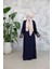 Fermuarlı Lacivert Tesettür Abaya 41568L 4