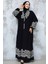 Desenli Siyah Tesettür Elbise 18237S 3