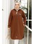 Fermuarlı Kahverengi Tesettür Sweatshirt 30157KH 1