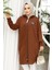 Fermuarlı Kahverengi Tesettür Sweatshirt 30157KH 2