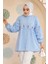 Nakış Desenli Bebek Mavisi Tesettür Tunik 40603BM 2