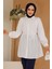 Düğmeli Beyaz Tesettür Tunik 10025B 1