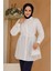 Düğmeli Beyaz Tesettür Tunik 10025B 3