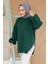 Zincir Detaylı Zümrüt Yeşili Tesettür Kazak Tunik 17202ZY 1