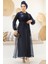Çiçek Detaylı Lacivert Tesettür Abaya 46651L 1