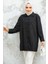 Düğmeli Siyah Tesettür Puane Gömlek 10564S 2