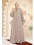 Fermuarlı Bej Tesettür Abaya 35168BEJ 2
