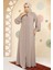 Fermuarlı Bej Tesettür Abaya 35168BEJ 3