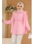Omuzları Kuşak Detaylı Pembe Tesettür Tunik 10131P 1