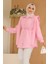 Omuzları Kuşak Detaylı Pembe Tesettür Tunik 10131P 3