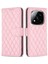 Xiaomi Redmi Için Not 14 Pro+ 5g/not 14 Pro 5g/poco X7 5g Kılıf Eşkenar Dörtgen Telefon Deri Kapak Standı-Pembe (Yurt Dışından) 1