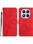 Xiaomi Redmi Note 14 Pro 4g Kılıf Flip Deri Retro Telefon Kapak Hatları Baskılı-Kırmızı (Yurt Dışından) 1