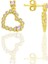 Gümüş Altın Yaldızlı Zirkon Taşlı Sallantılı Kalp Küpe SGTL12768GOLD 1