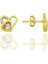 Gümüş Altın Yaldızlı Zirkon Taşlı Birleşen Kalpler Küpe SGTL12770GOLD 1