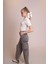 Muse Kadın Beyaz Kısa Kollu Yüksek Yaka Crop Body - Fit ve Rahat Basic Tişört 5