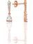 Gümüş Rose Sıra Taşlı Sallantılı Damla Küpe SGTL12773ROSE 1