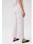 Ekru Kemer Detaylı Bol Paça Kadın Pantolon 5