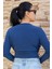 Kadın Mavi Kruvaze Kapamalı Sandy Kumaş Bluz 25KBLZ4058 4