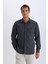 Regular Fit Polo Yaka Basic Düz Gofre Uzun Kollu Gömlek D8713AX25SP 1