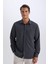 Regular Fit Polo Yaka Basic Düz Gofre Uzun Kollu Gömlek D8713AX25SP 3