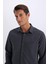 Regular Fit Polo Yaka Basic Düz Gofre Uzun Kollu Gömlek D8713AX25SP 4