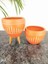 Tasarımı Ev Dekorasyon Dik Çizgi Desenli Terrakota Toprak Saksı Saksılık Salon Çiçeklik Ikili Set Ayaksız - 3 Ayaklı- 15 cm 2
