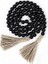 Spring Çiftlik Tarzı Boncuklar Ahşap Boncuklu Püsküllü Garland, Rustik Ülke Dekoru, Dua Boncukları, Boho Duvar Dekorasyonu, 148 cm , Siyah 3